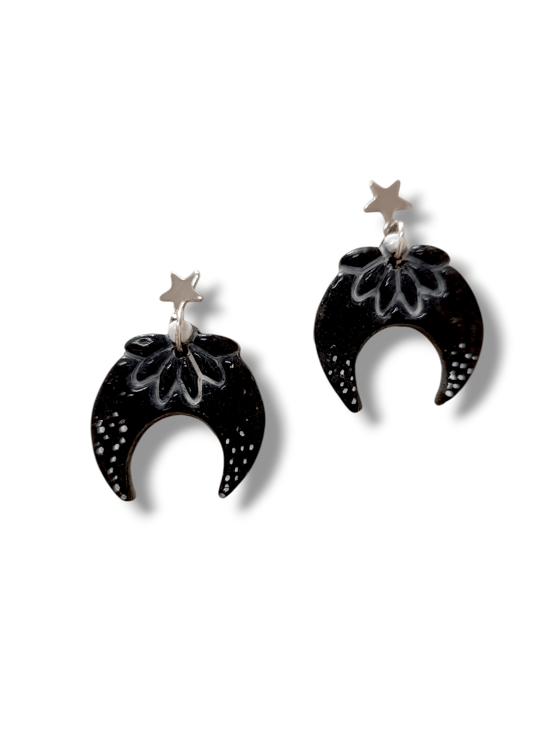 Pendientes largos lunas negras - 1