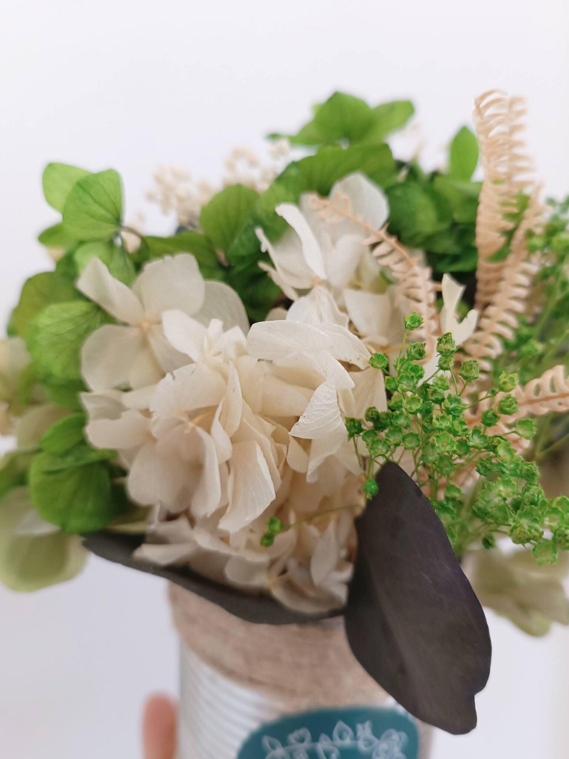 Lata de flores preservadas verde - 3