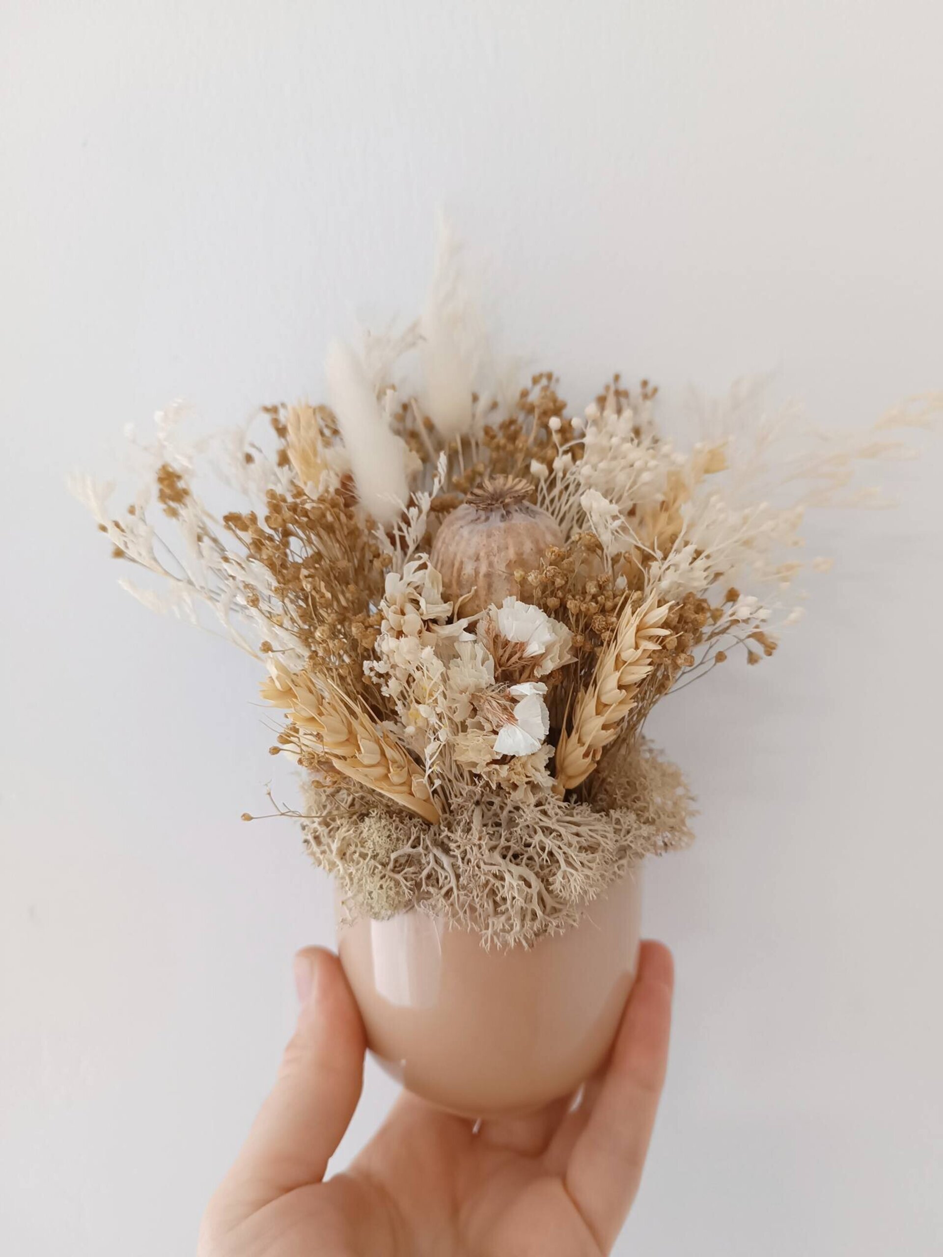 Macetita de flores secas beige - 3