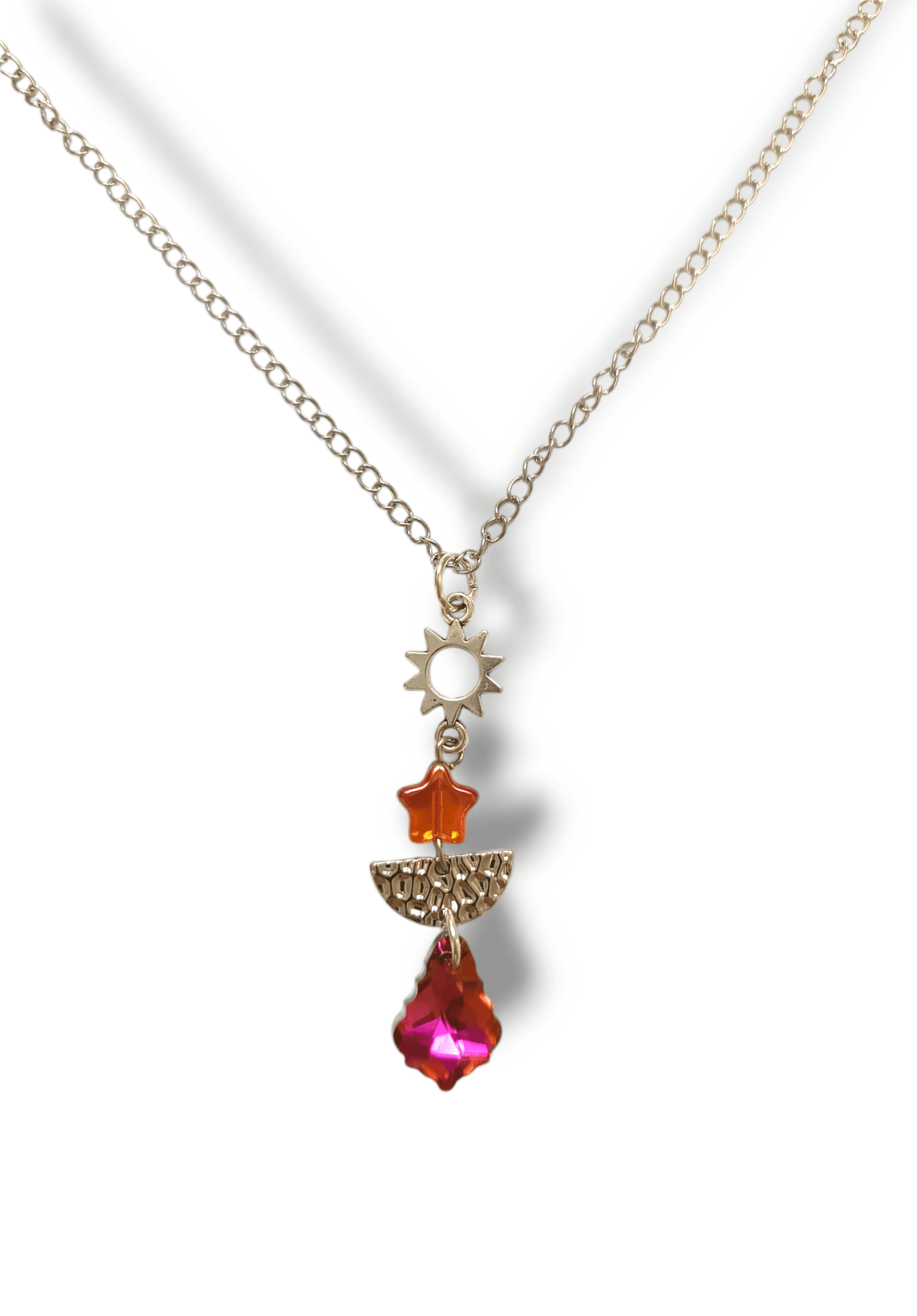 Collar cristal estrella y sol fucsia - 2