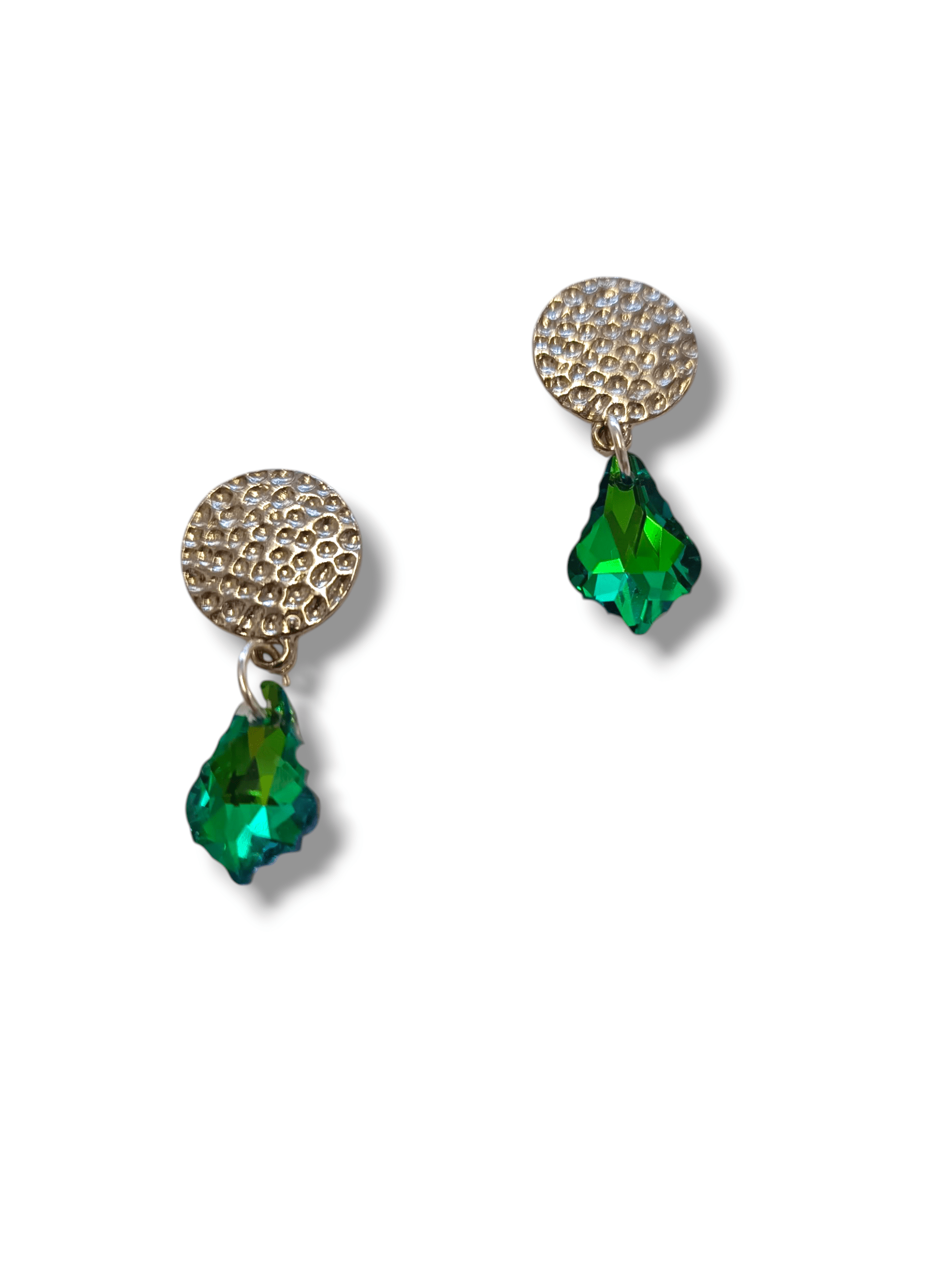 Pendientes cristal verde botón textura - 1