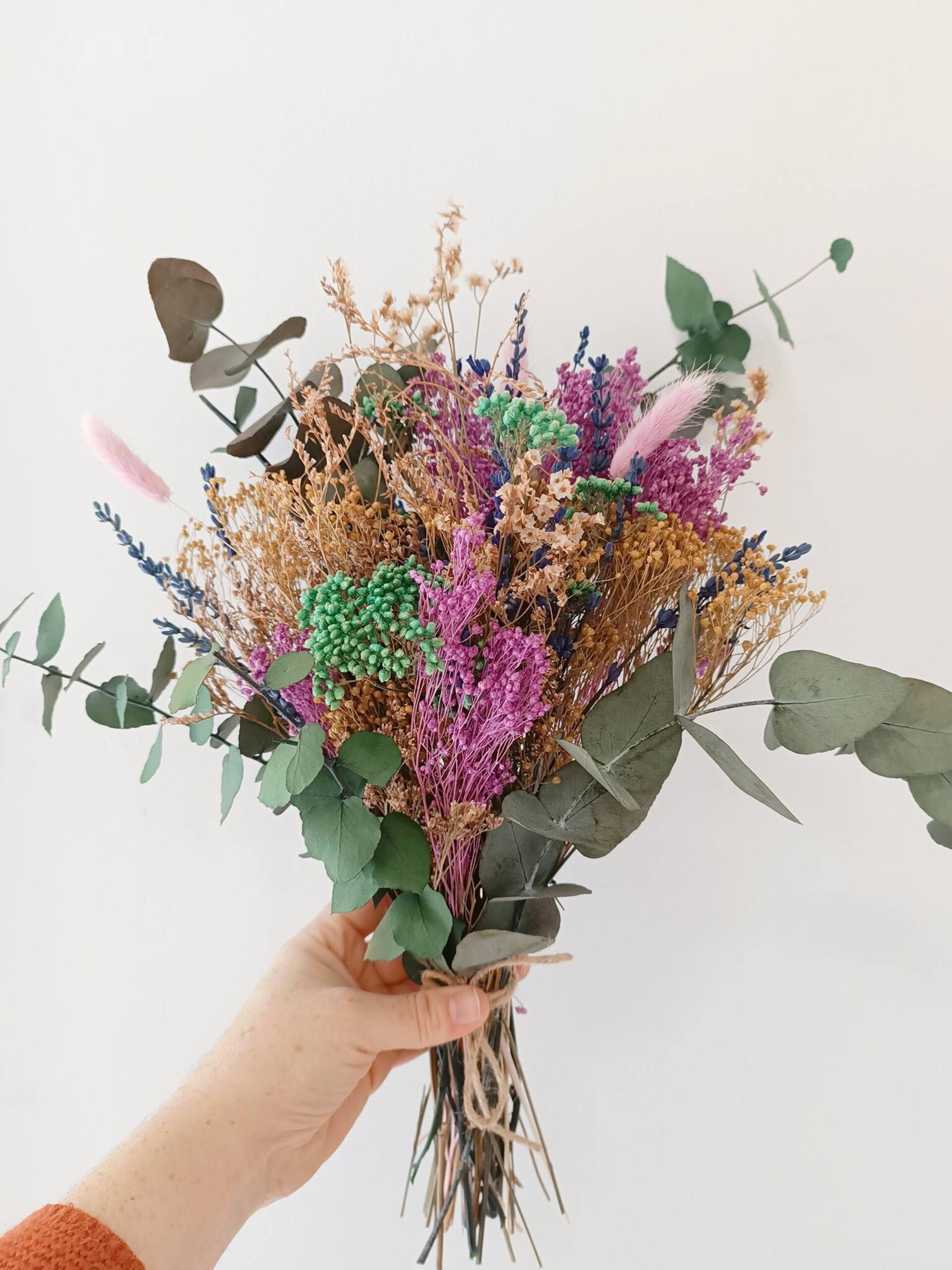 Ramo de flores preservadas morado y turquesa - 3