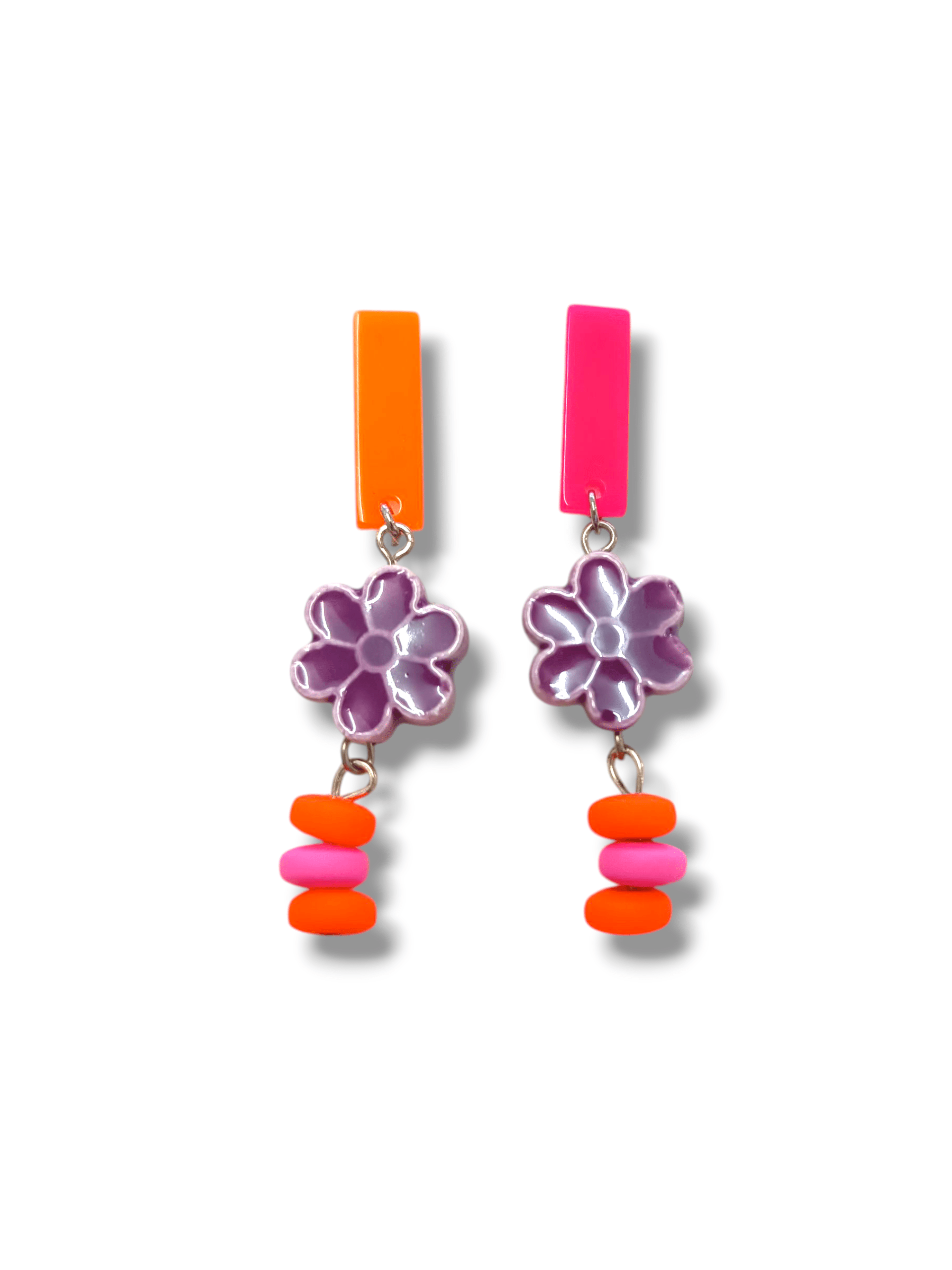 Pendientes Fucsia rosa y morado - 1