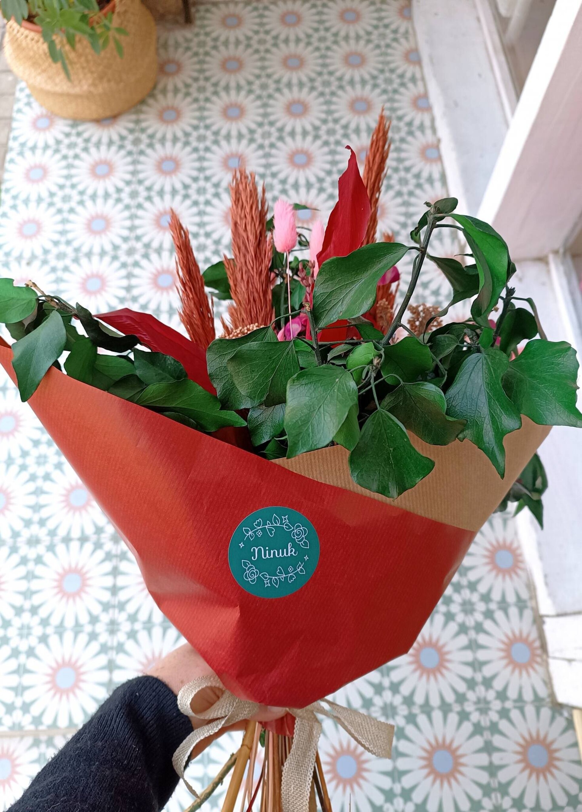 Ramo de flores preservadas rojo - 3